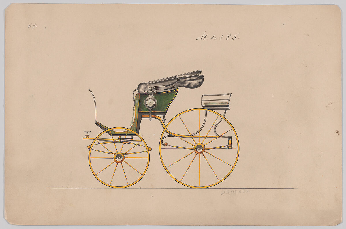 Design for Pony Phaeton, no. 4185, Brewster &amp; Co. (American, New York), Pen and black ink, watercolor and gouache