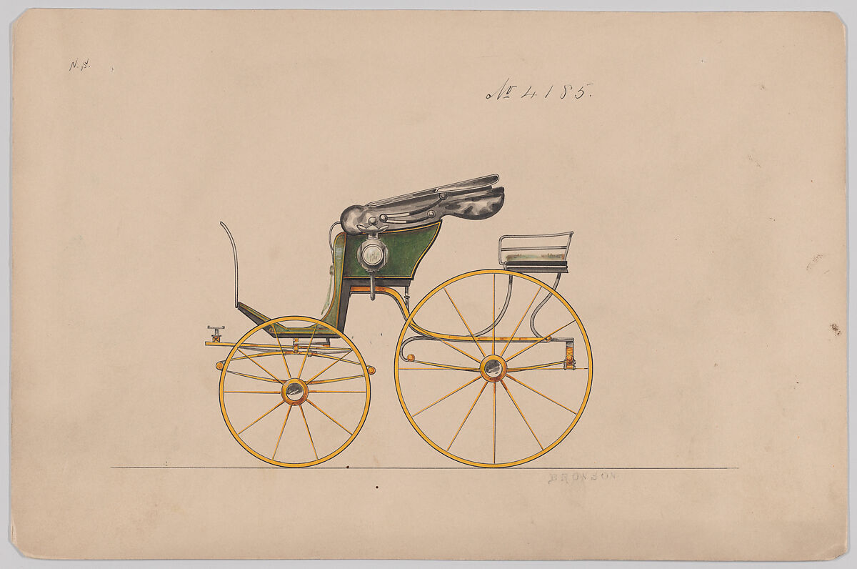 Design for Pony Phaeton, no. 4185, Brewster &amp; Co. (American, New York), Pen and black ink, watercolor and gouache 