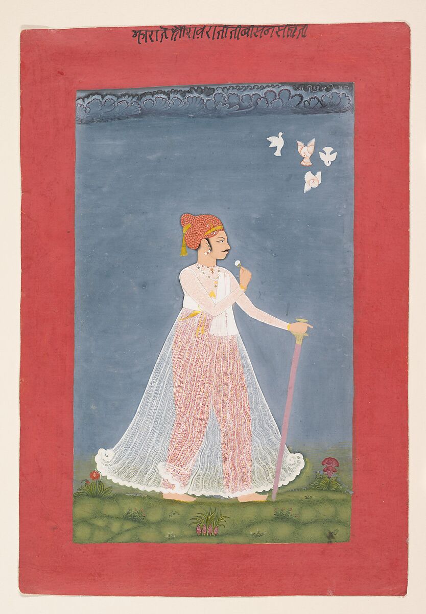 Bishen Singh as a Young Man, Ink and opaque watercolor on paper, India (Rajasthan, Uniara) 
