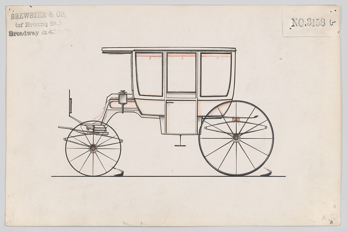 Rockaway #3158, Brewster &amp; Co. (American, New York), Pen and black ink with gold