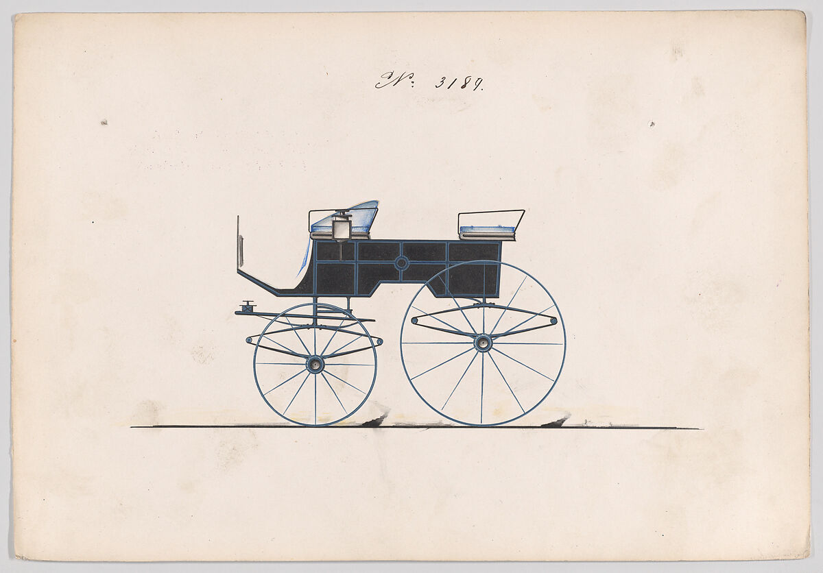 Design for T-Cart, no. 3189, Brewster &amp; Co. (American, New York), Pen and black ink, watercolor and gouache with gum arabic 