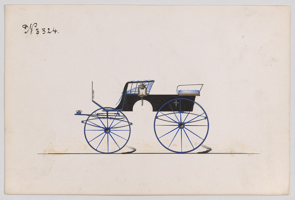 Design for T-Cart, no. 3324, Brewster &amp; Co. (American, New York), Pen and black ink, watercolor and gouache with gum arabic 