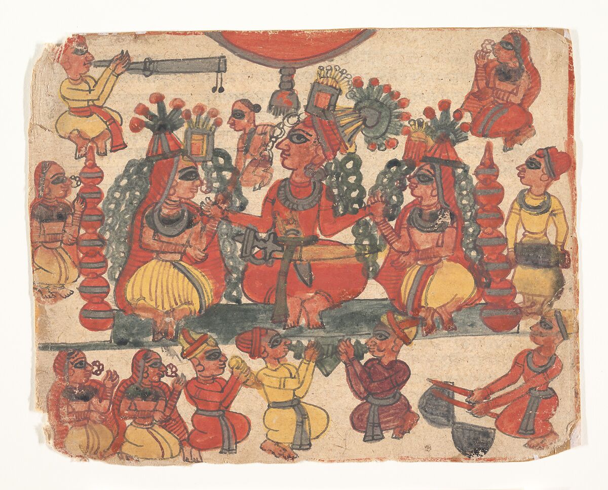 A Wedding Scene, Ink and opaque watercolor on paper, India (Central) 