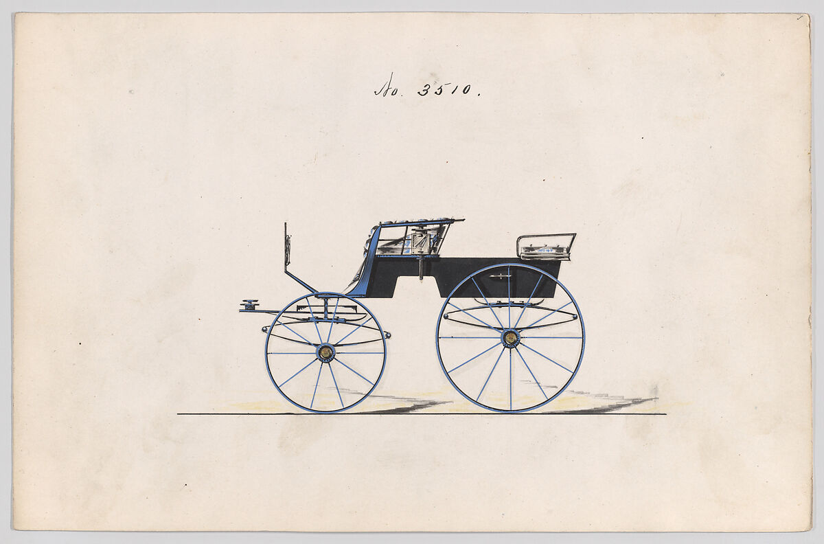 Design for T-Cart, no. 3510, Brewster &amp; Co. (American, New York), Pen and black ink, watercolor and gouache with gum arabic 
