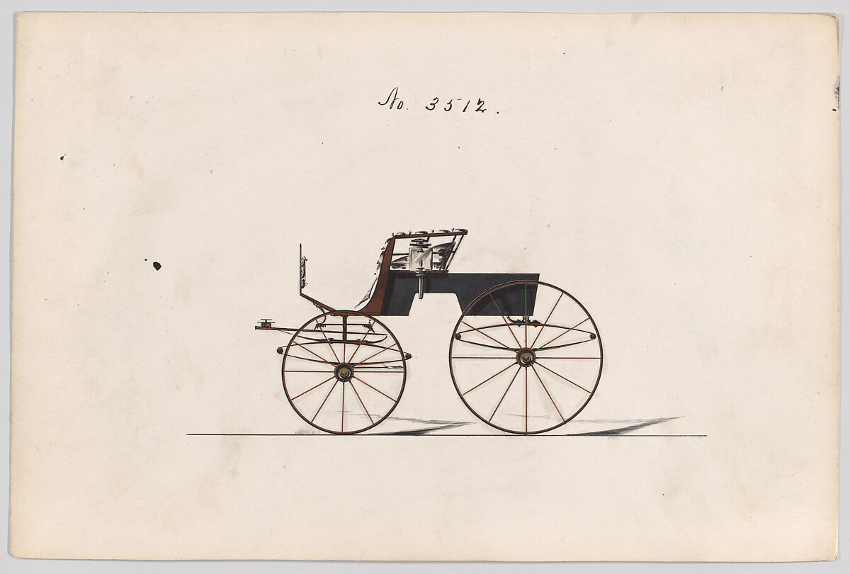 Design for T-Cart, no. 3512, Brewster &amp; Co. (American, New York), Pen and black ink, watercolor and gouache with gum arabic 
