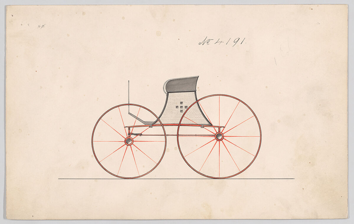Side Bar Gig Wagon # 4191, Brewster &amp; Co. (American, New York), Graphite, pen and black ink, watercolor and gouache