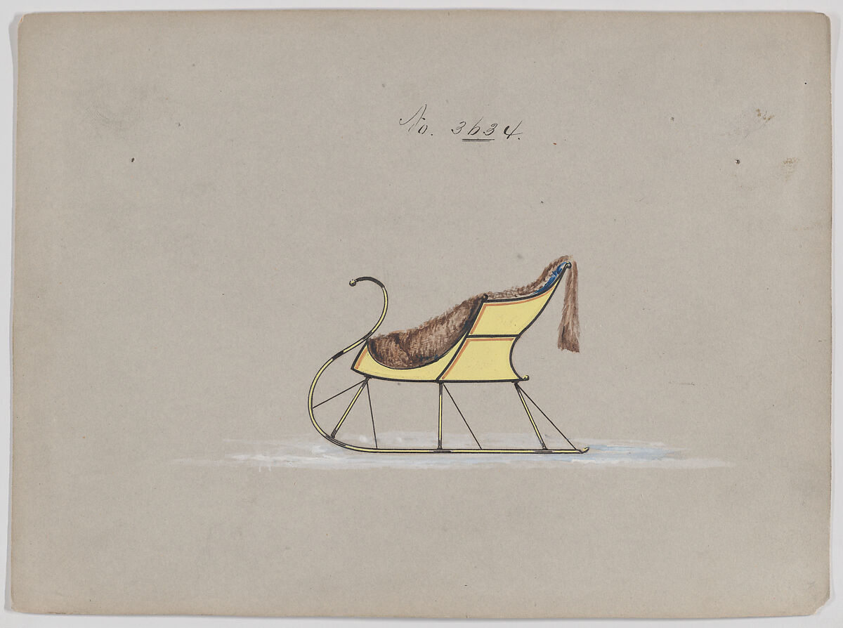 Cutter #3634, Brewster &amp; Co. (American, New York), Pen and black ink, watercolor and gouache 