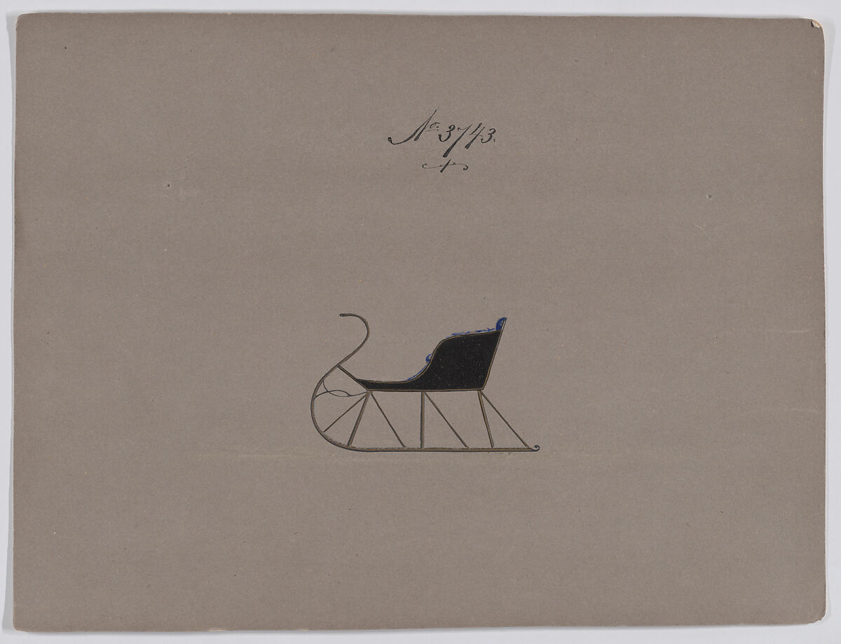 Cutter #3743, Brewster &amp; Co. (American, New York), Pen and black ink, watercolor and gouache with gum arabic 
