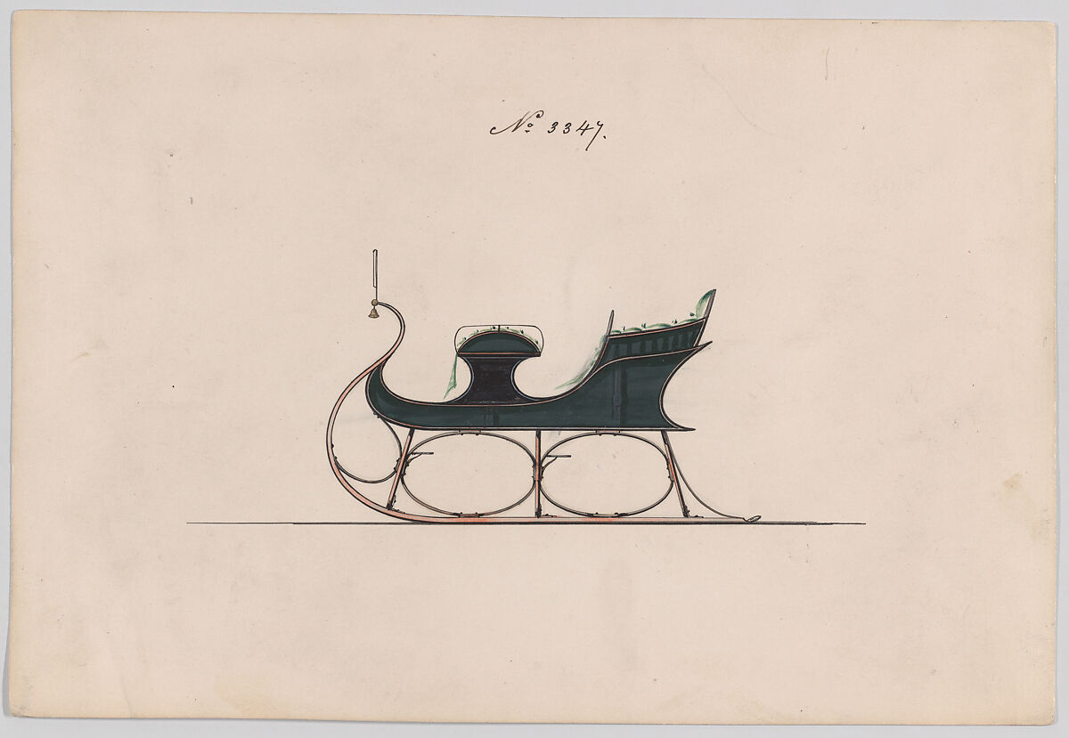 Sleigh #3347, Brewster &amp; Co. (American, New York), Watercolor and ink 