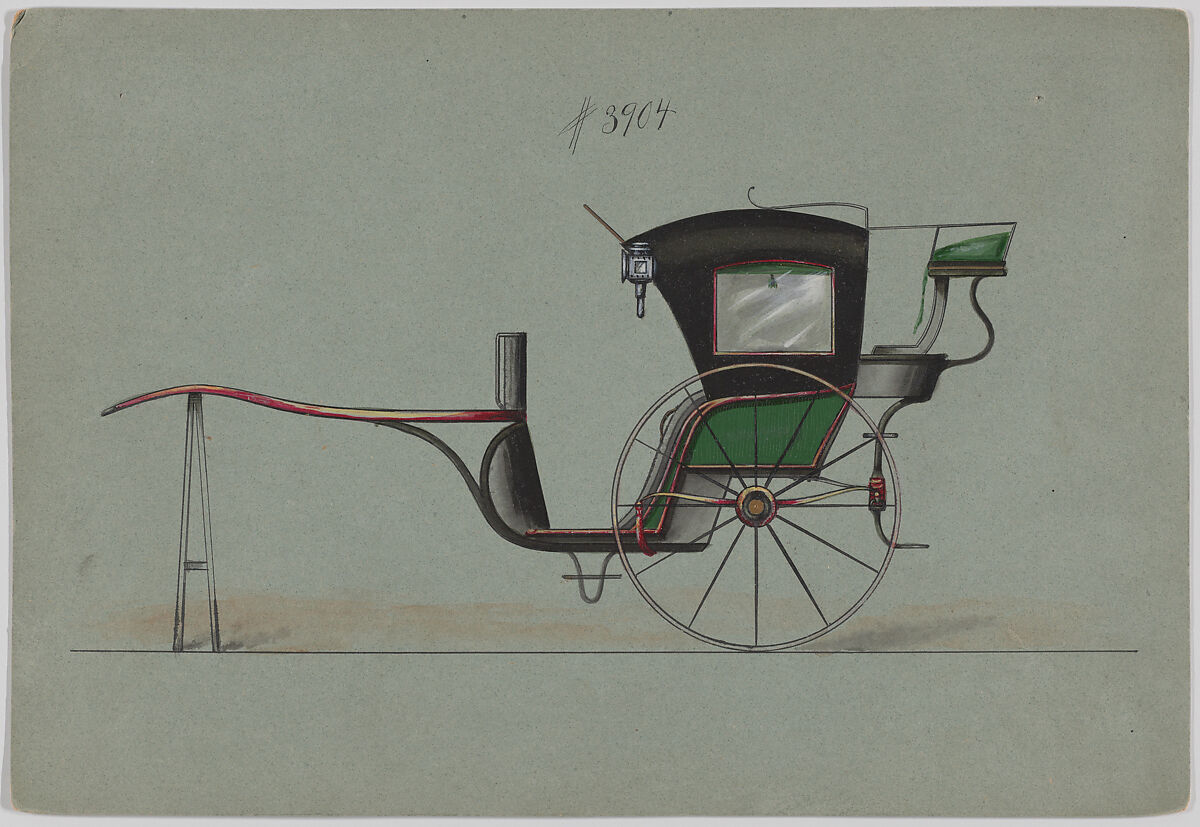 Hansom Cab  #3904, Brewster &amp; Co. (American, New York), Pen and black ink, watercolor and gouache with gum arabic 