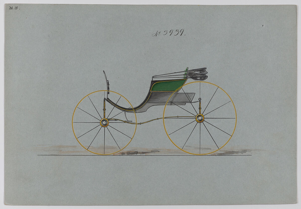 Design for a Britton Wagon, no. 3939, Brewster &amp; Co. (American, New York), Pen and black ink, watercolor and gouache with gum arabic 