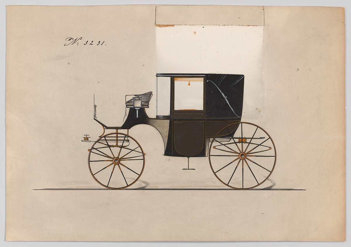 Landaulet # 3231, Brewster &amp; Co. (American, New York), Pen and black ink, watercolor and gouache with gum arabic
