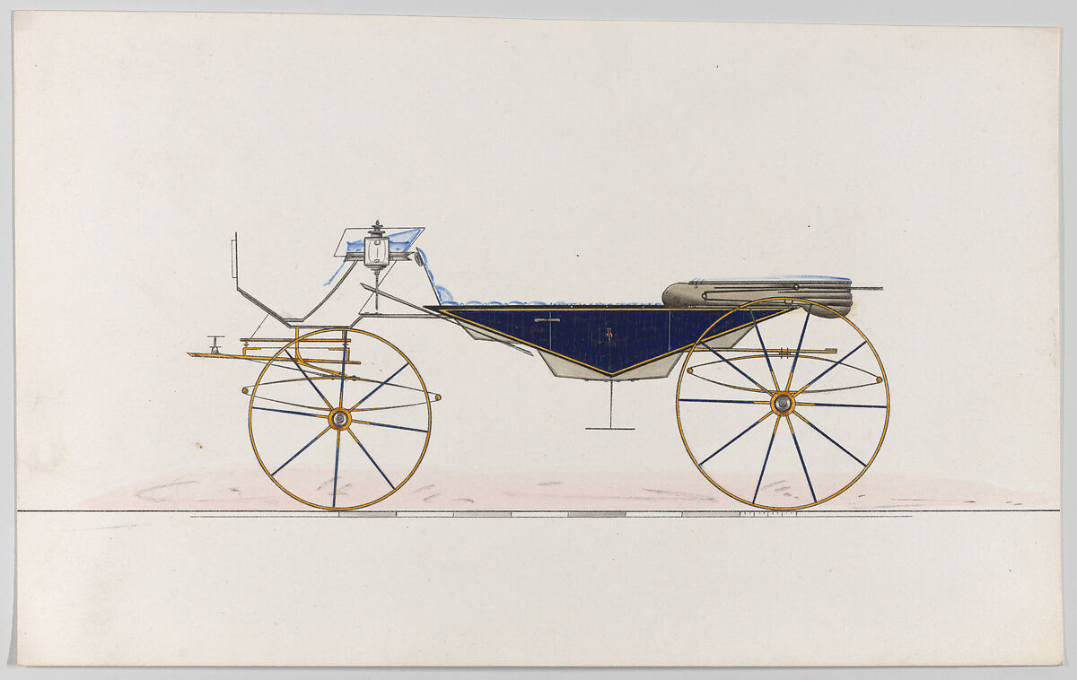 Design for Vis-à-vis "Sociable" (unnumbered), Brewster &amp; Co. (American, New York), Pen and black ink, watercolor and gouache 