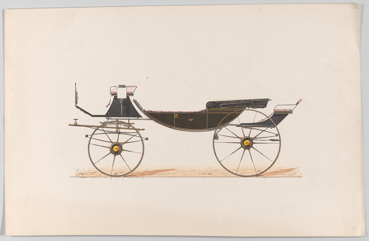 Design for Vis-à-vis "Sociable" (unnumbered), Brewster &amp; Co. (American, New York), Hand colored lithograph with traces of gum arabic 