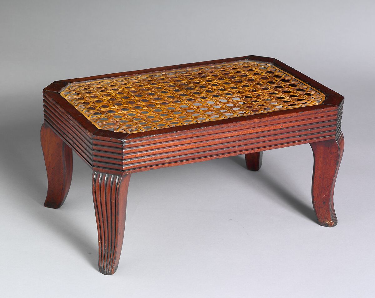 Footstool, Attributed to Duncan Phyfe (American (born Scotland), near Lock Fannich, Ross-Shire, Scotland 1768/1770–1854 New York), Mahogany, gilt brass, American 