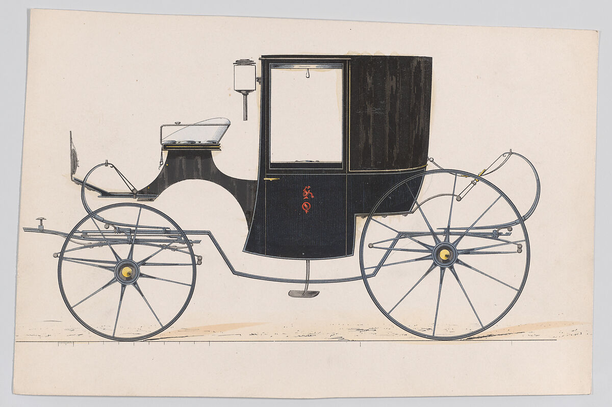 Design for Brougham/D'Orsay, Anonymous, French, 19th century, Pen and black ink, watercolor and gouache with gum arabic 
