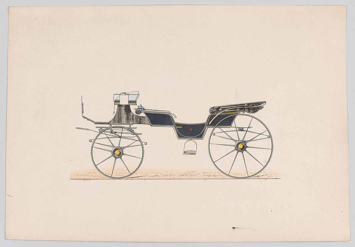 Design for Vis-A-Vis Carriage, Anonymous, French, 19th century, Hand colored lithograph 