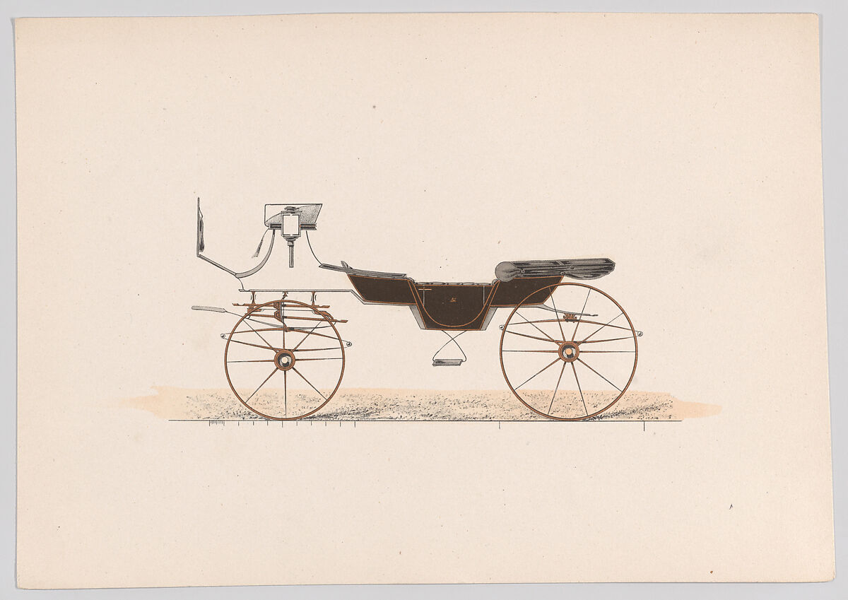 Design for Vis-A-Vis Carriage, Anonymous, French, 19th century, Hand colored Lithograph with gum arabic 