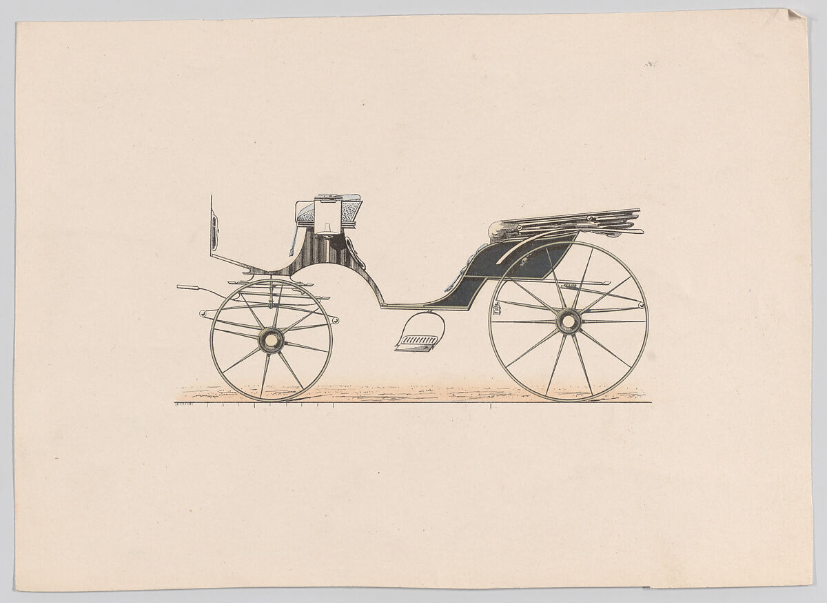 Design for Cabriolet Carriage, Anonymous, French, 19th century, Lithograph with gum arabic 
