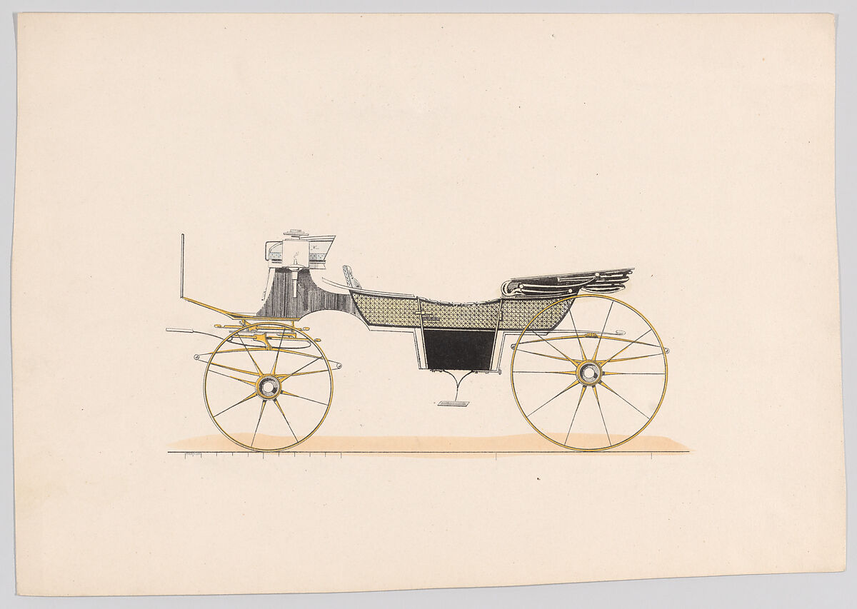 Design for Vis-A-Vis/Sociable Carriage, Anonymous, French, 19th century, Hand colored lithograph with gum arabic 