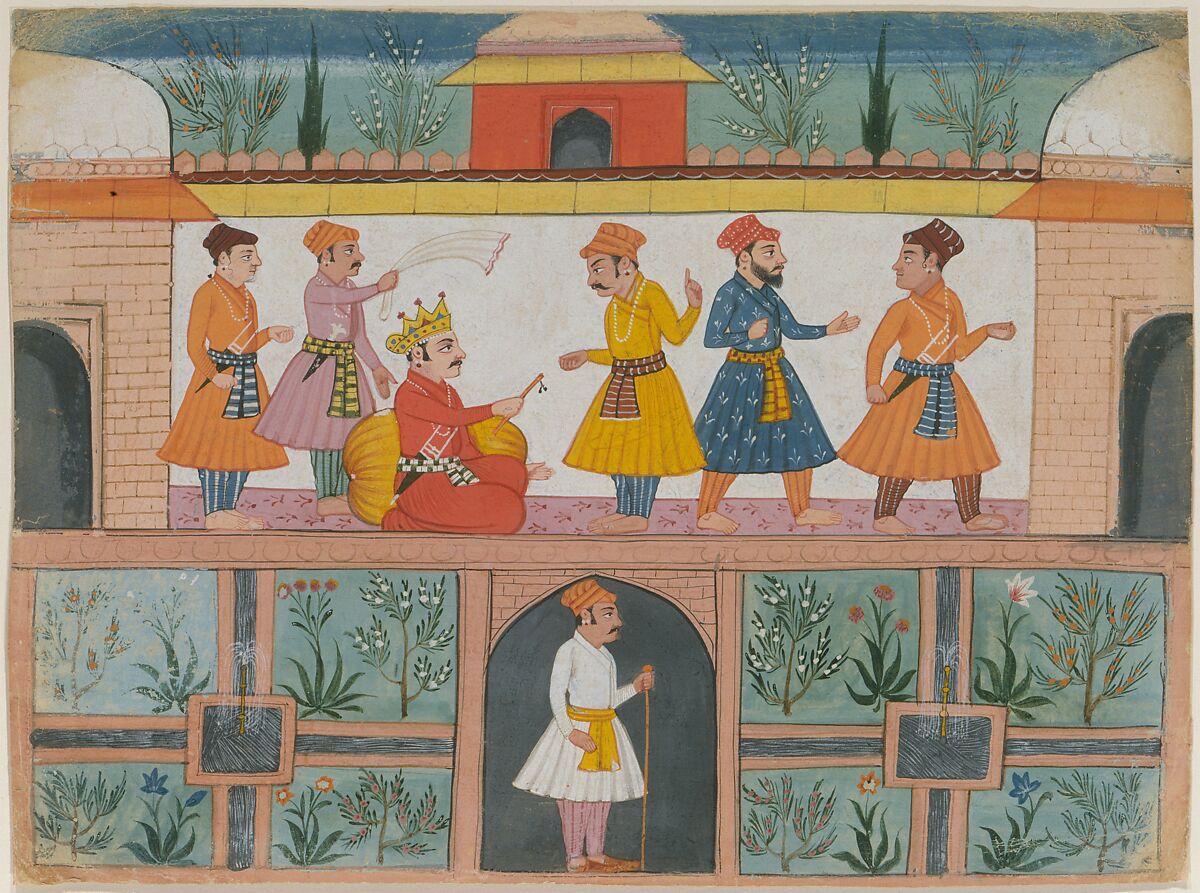 A Messenger is Dispatched:  Page from a Dispersed Manuscript, Ink and opaque watercolor on paper, India (Punjab Hills, Bilaspur) 