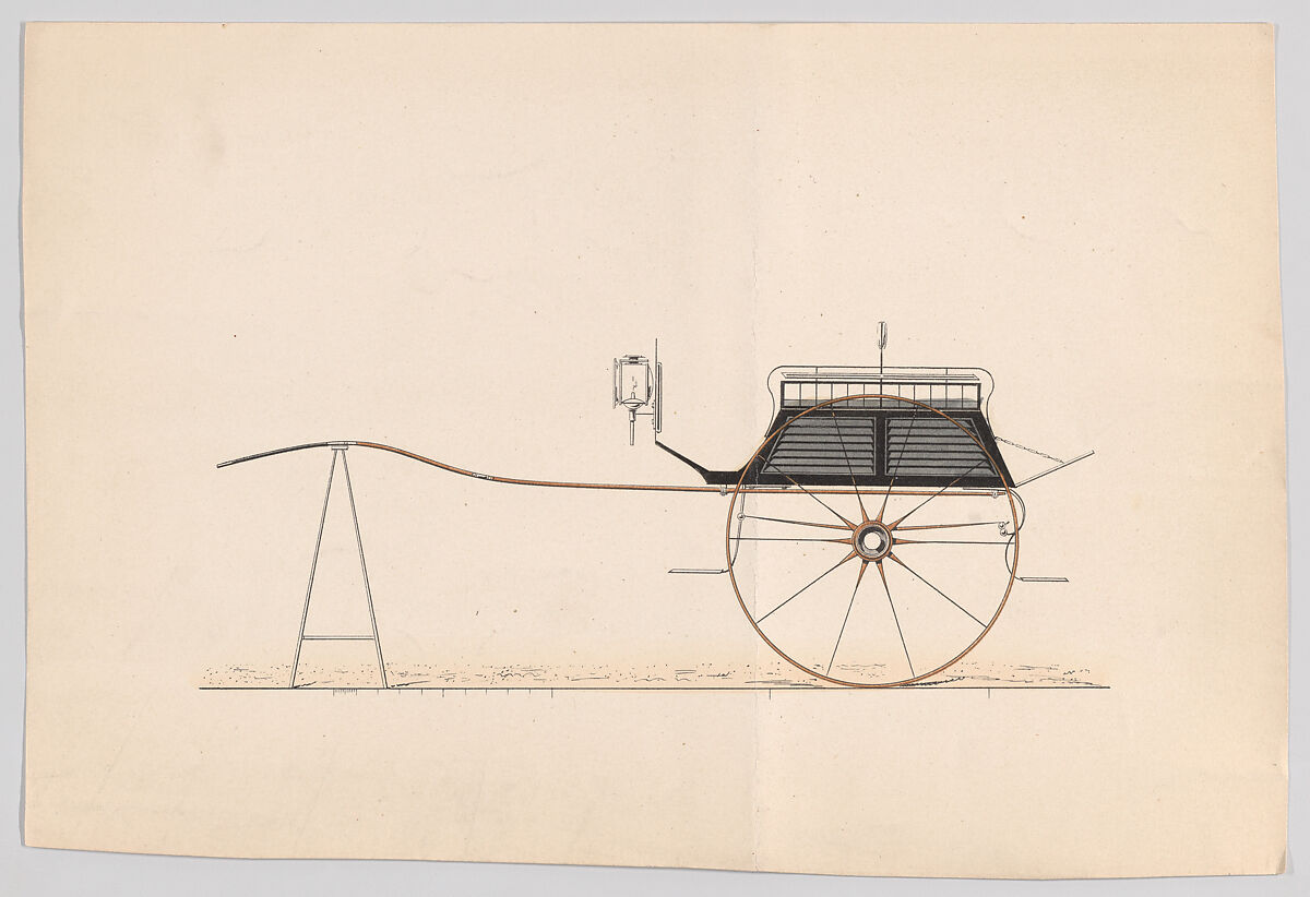 Design for Dos-a-Dos Cart or Game Cart, Anonymous, French, 19th century, Hand colored lithograph with gum arabic 