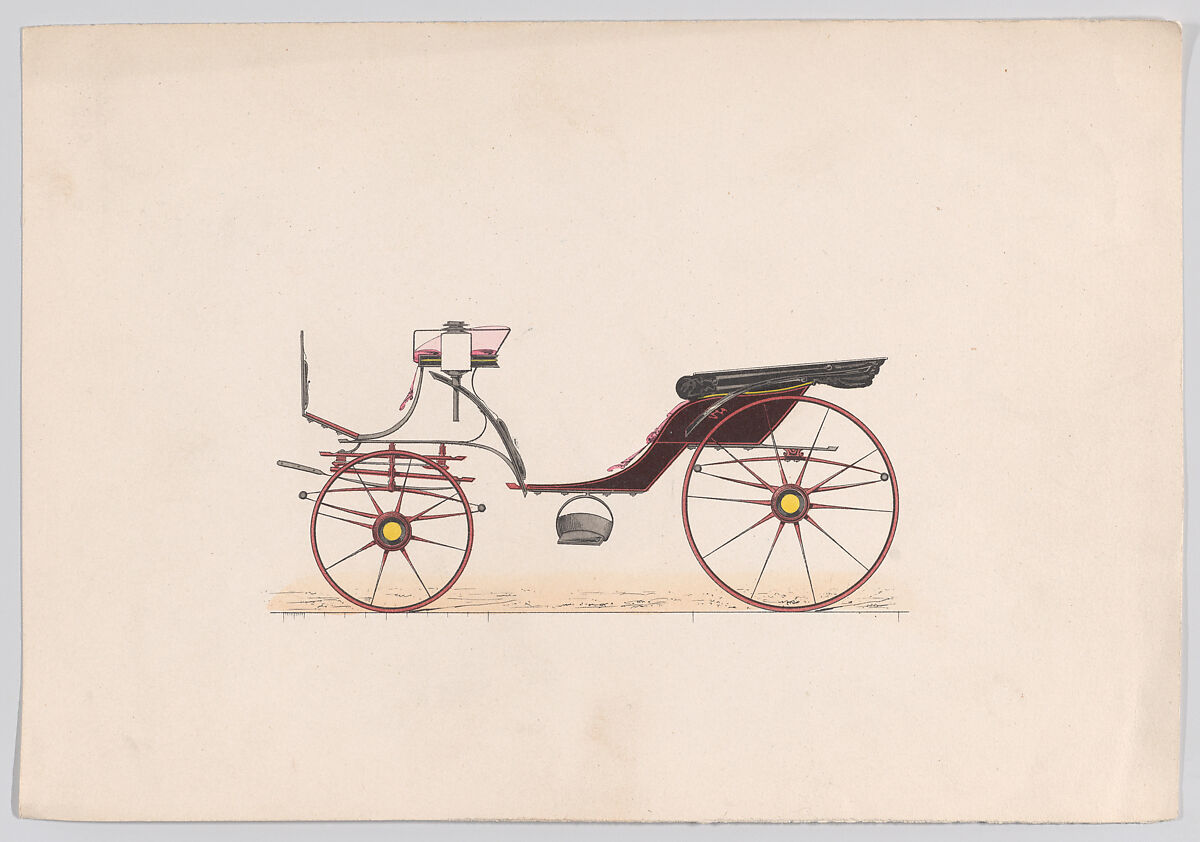 Design for Cabriolet Carriage, Anonymous, French, 19th century, Hand colored lithograph with gum arabic. 