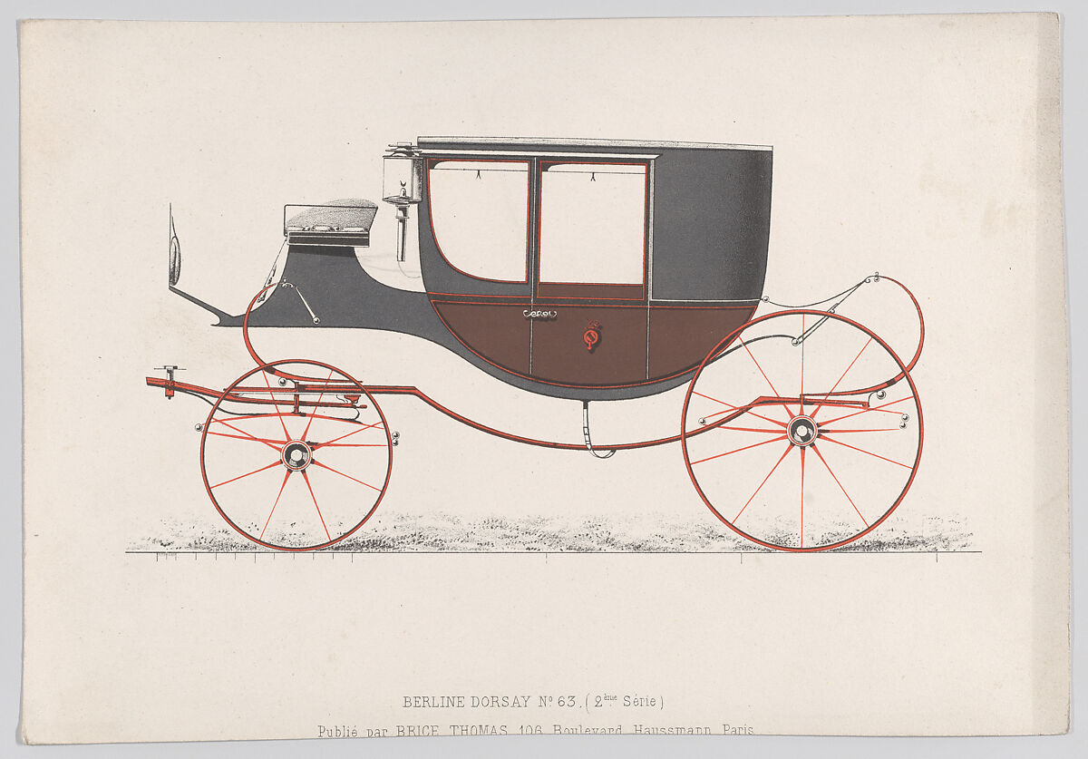 Design for Coach or Berlin/D'Orsay, Anonymous, French, 19th century, Hand colored lithograph 