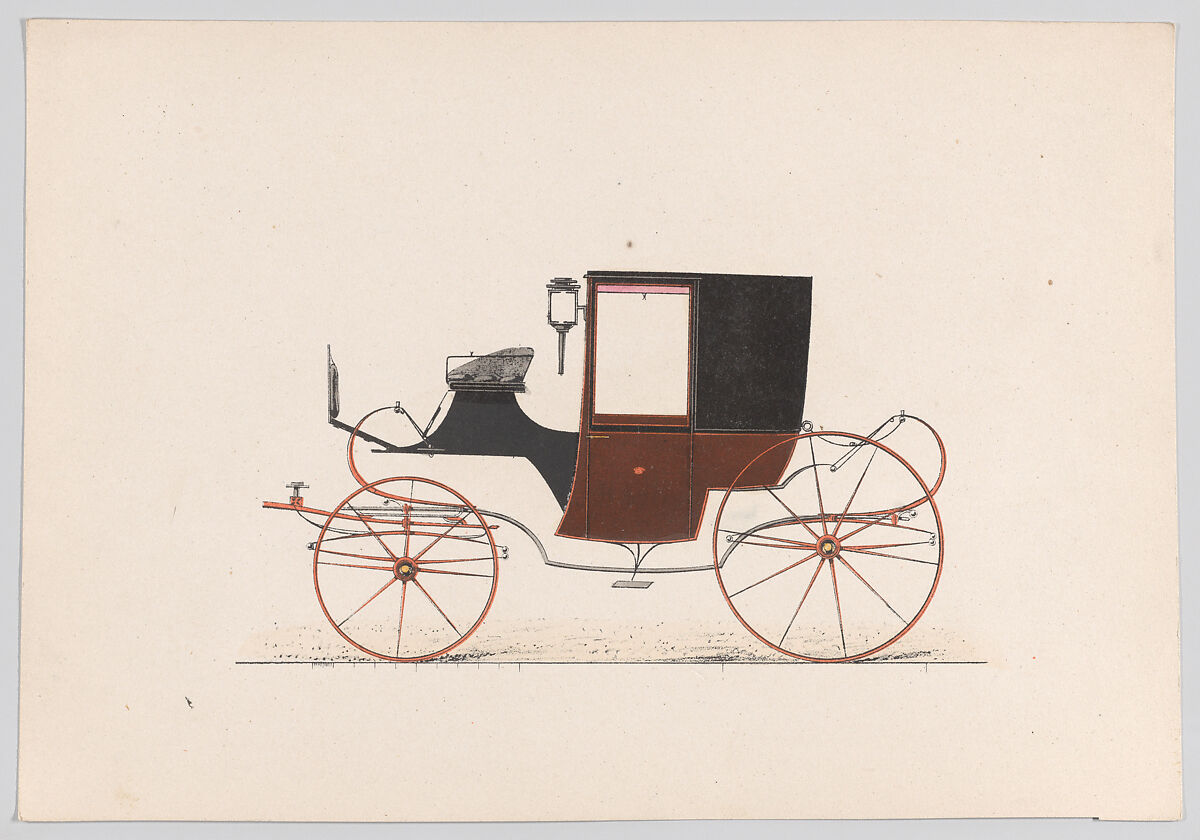 Design for Brougham/D'Orsay, Anonymous, French, 19th century, Hand colored lithograph with gum arabic 