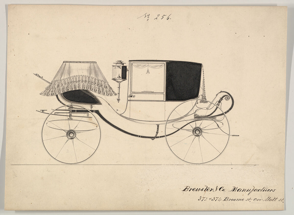 Coupe/ Dress Chariot #256, Brewster &amp; Co. (American, New York), Pen and black ink 