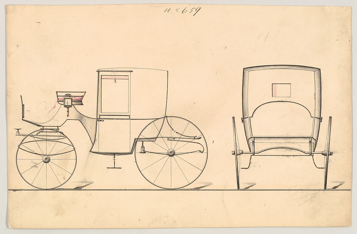 Coupe #659, Brewster &amp; Co. (American, New York), Pen and black ink, watercolor 