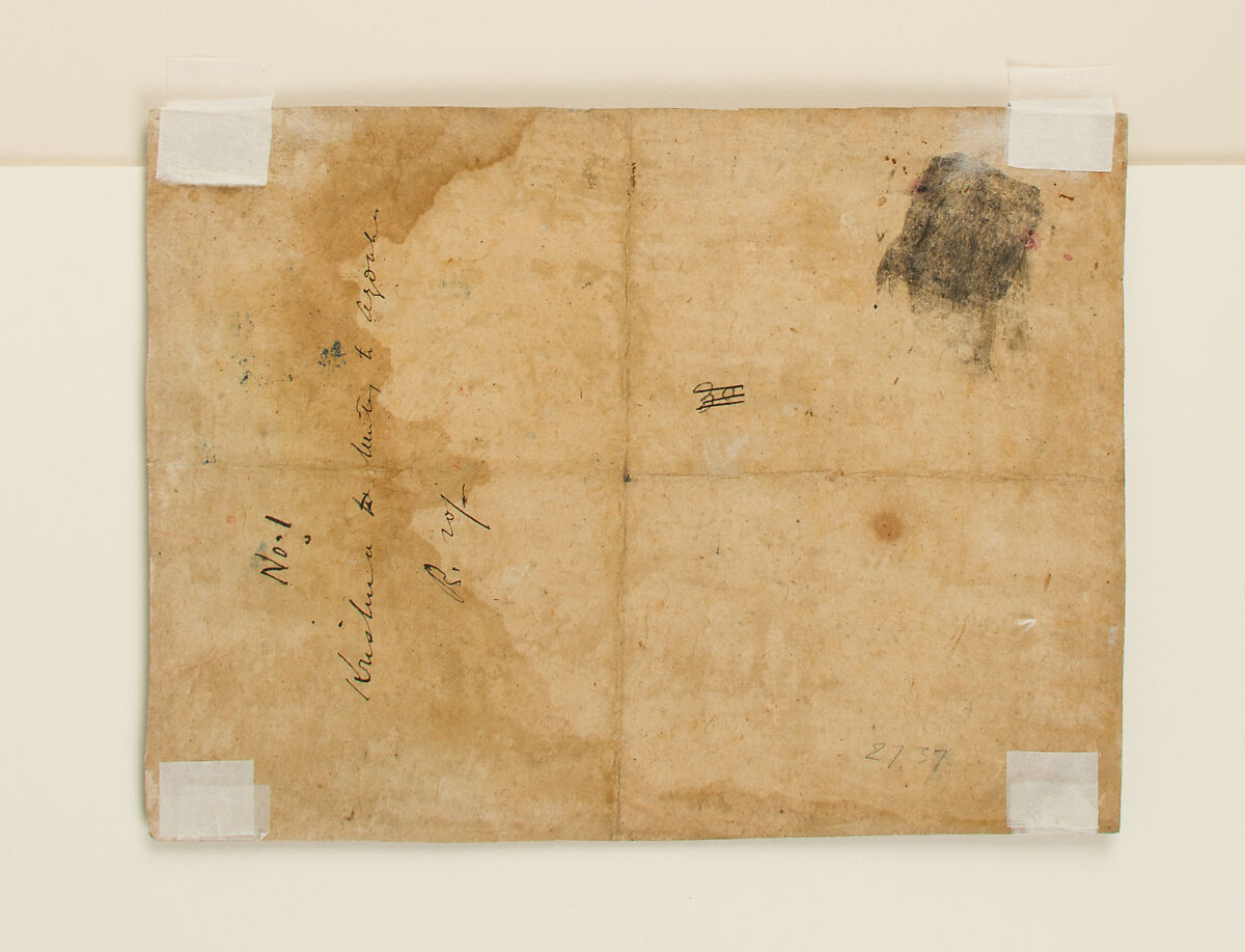 Krishna Subduing Kaliya, the Snake Demon: Folio from a Bhagavata Purana Series, First generation after Manaku and Nainsukh, Opaque watercolor and ink on paper, Northern India, Garwhal, Himachal Pradesh