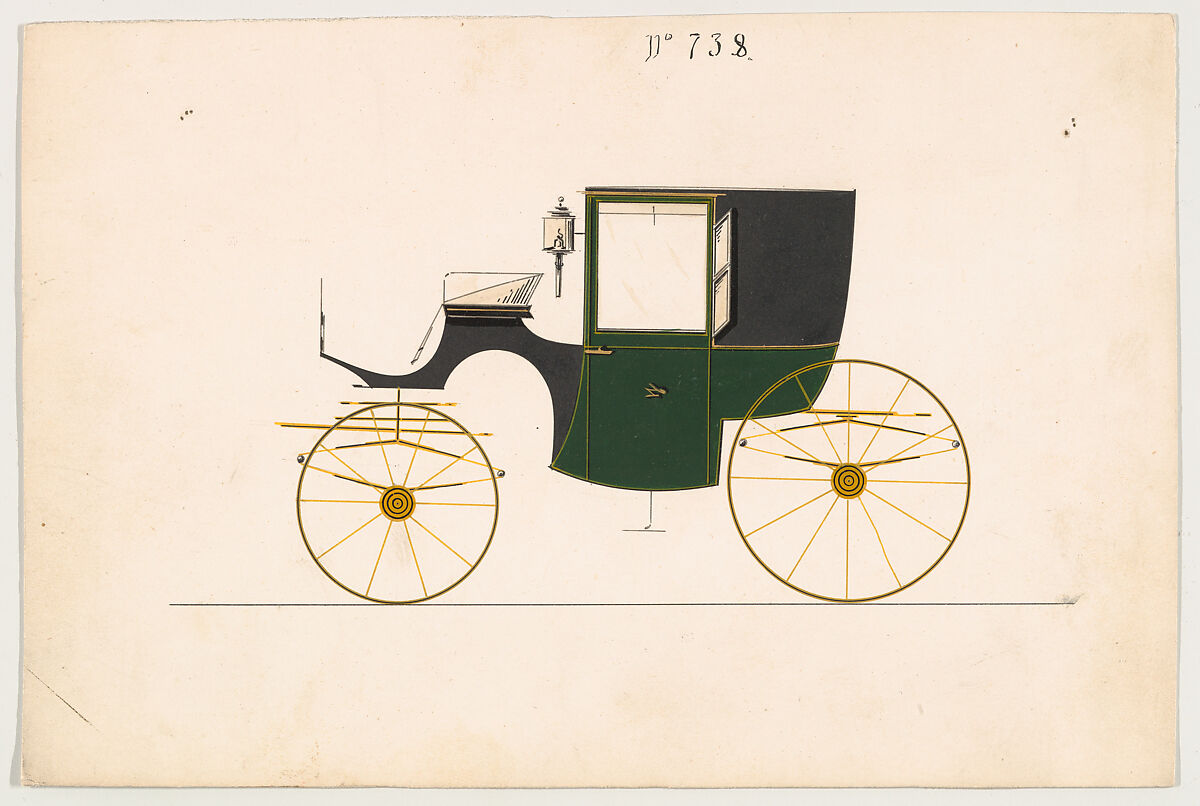 Coupe #738, Brewster &amp; Co. (American, New York), Pen and black ink, watercolor and gouache, with gum arabic 
