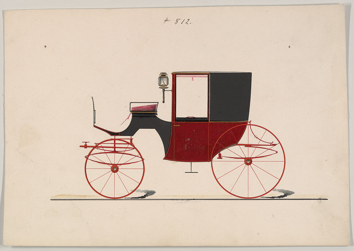 Design for Coupé, no. 812, Brewster &amp; Co. (American, New York), Pen and black ink, watercolor and gouache with gum arabic and metallic ink 