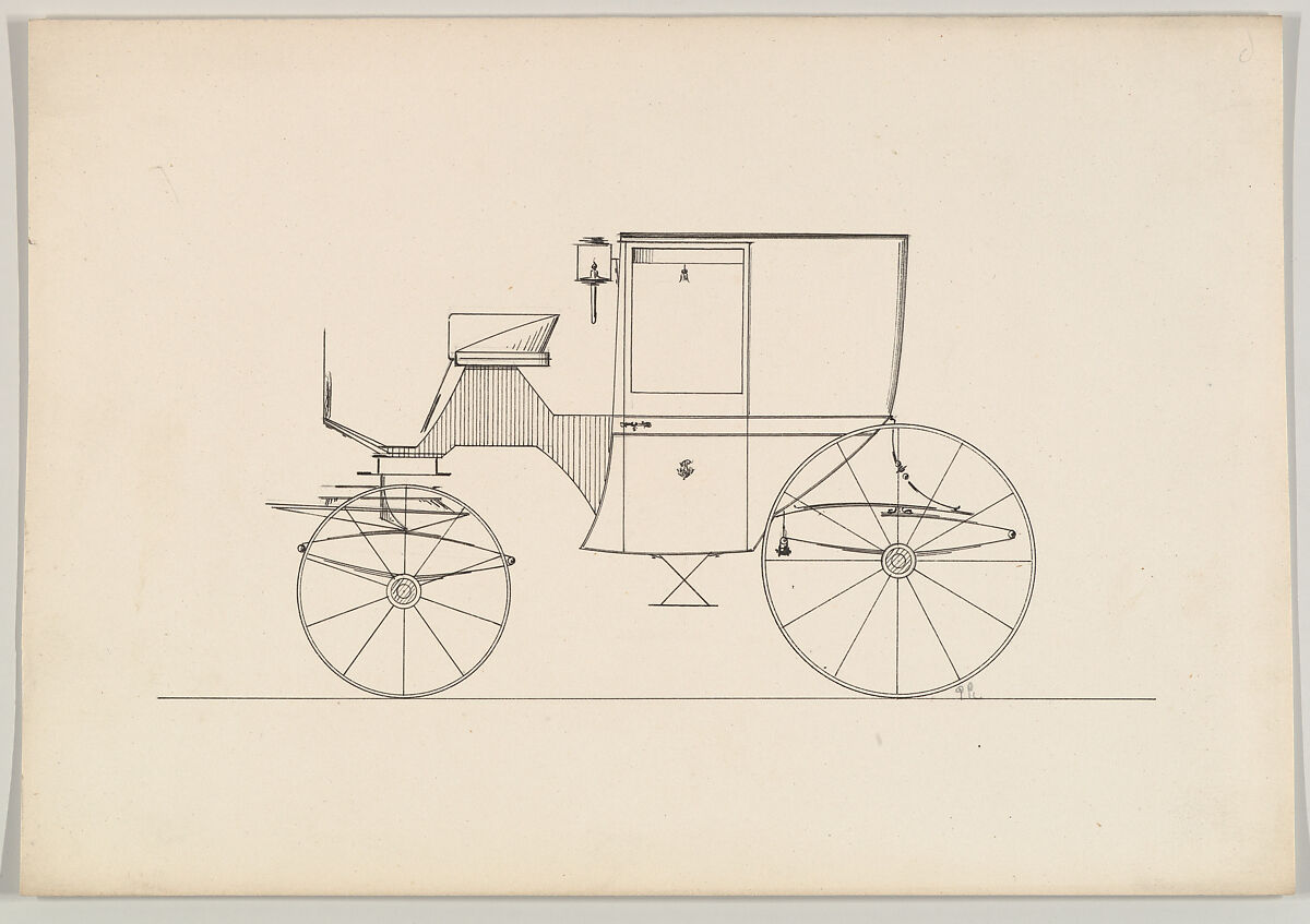 Design for Brougham (unnumbered), Brewster &amp; Co. (American, New York), Pen and black ink with graphite 