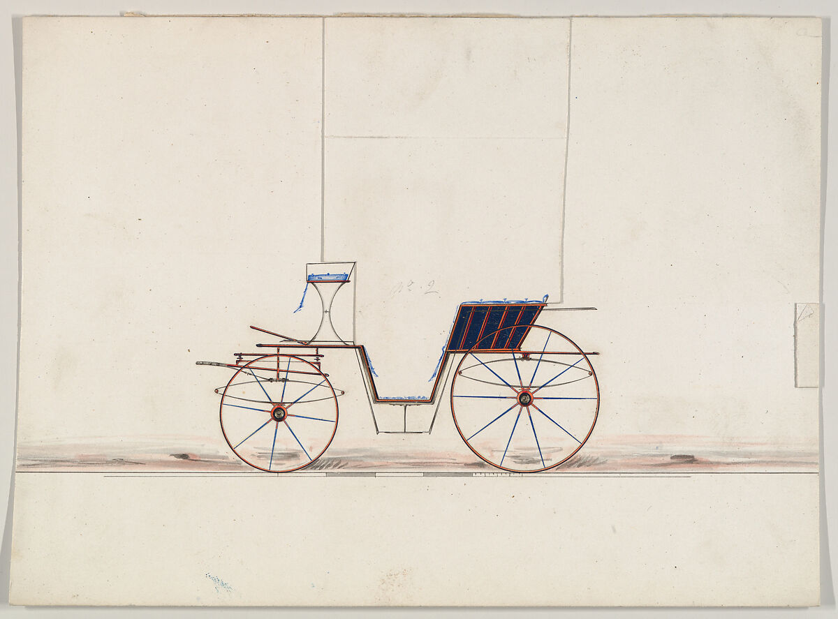 Design for Brett (unnumbered), Brewster &amp; Co. (American, New York), Pen and black ink, watercolor and gouache with gum arabic 