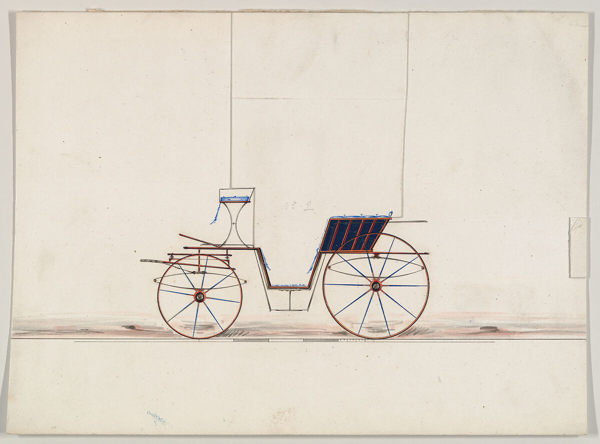Coupe or Brett (unnumbered), Brewster &amp; Co. (American, New York), Pen and black ink, watercolor and gouache with gum arabic 
