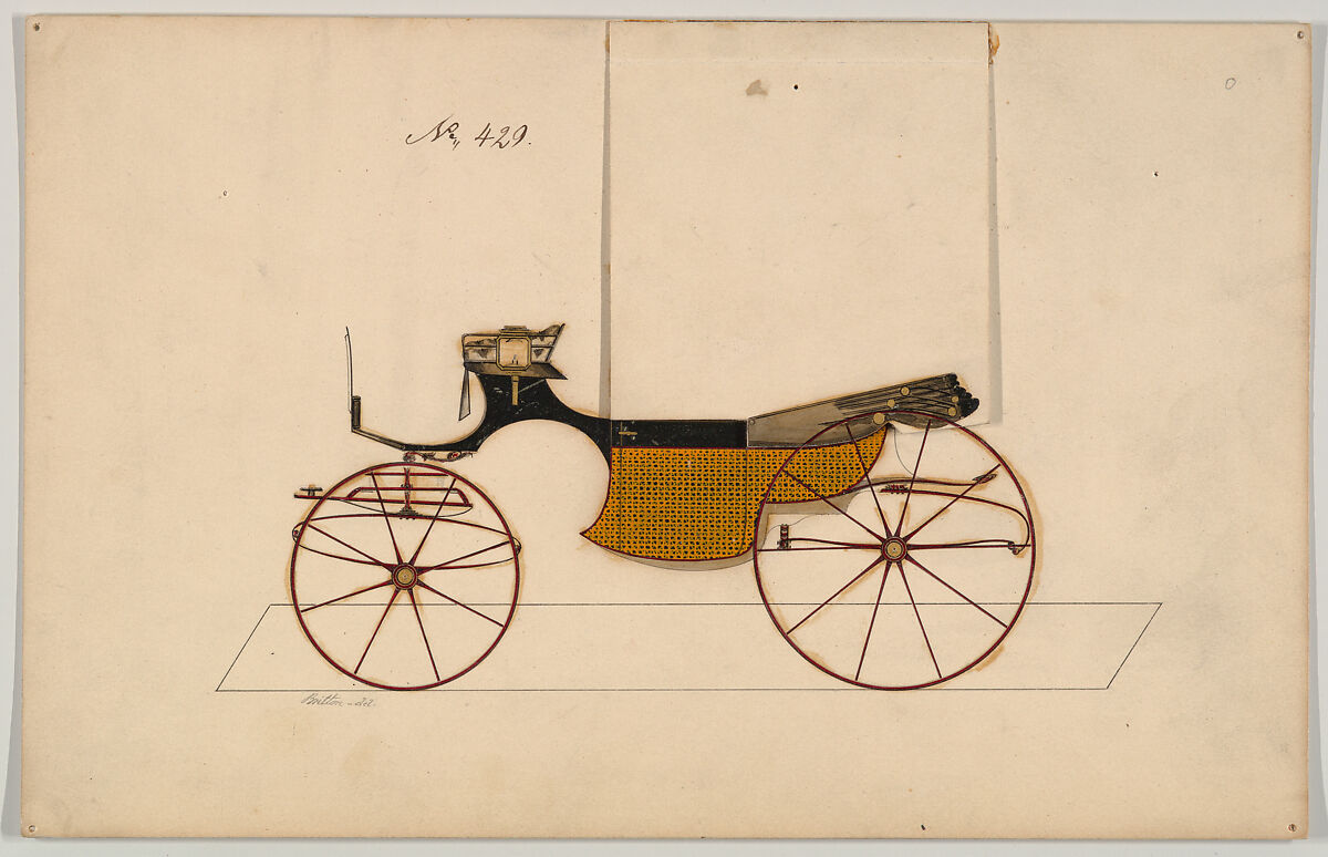 Design for Landaulet, no. 429 ("Coupe Landau"), Brewster &amp; Co. (American, New York), Watercolor, gouache, ink, gum arabic, metallic ink 