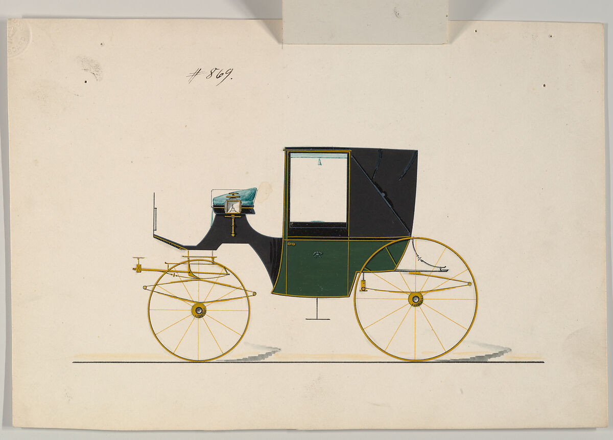 Landaulet #869, Brewster &amp; Co. (American, New York), Pen and black ink, watercolor and gouache with gum arabic