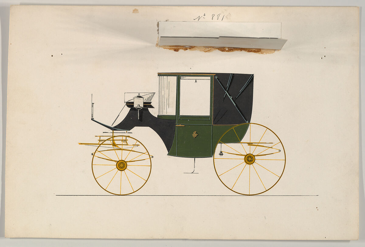 Landaulet #881, Brewster &amp; Co. (American, New York), Pen and black ink, watercolor and gouache with gum arabic