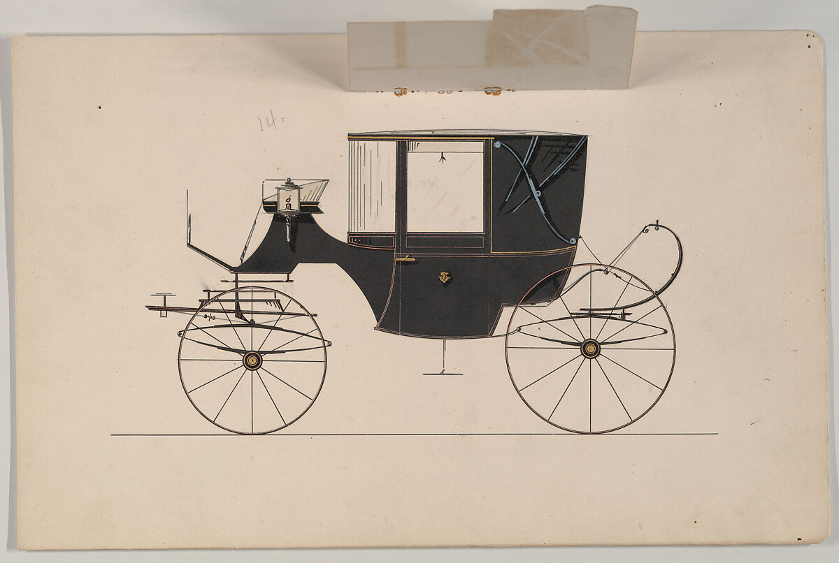 Landaulet #891, Brewster &amp; Co. (American, New York), Pen and black ink, watercolor and gouache, with gum arabic and metallic ink.