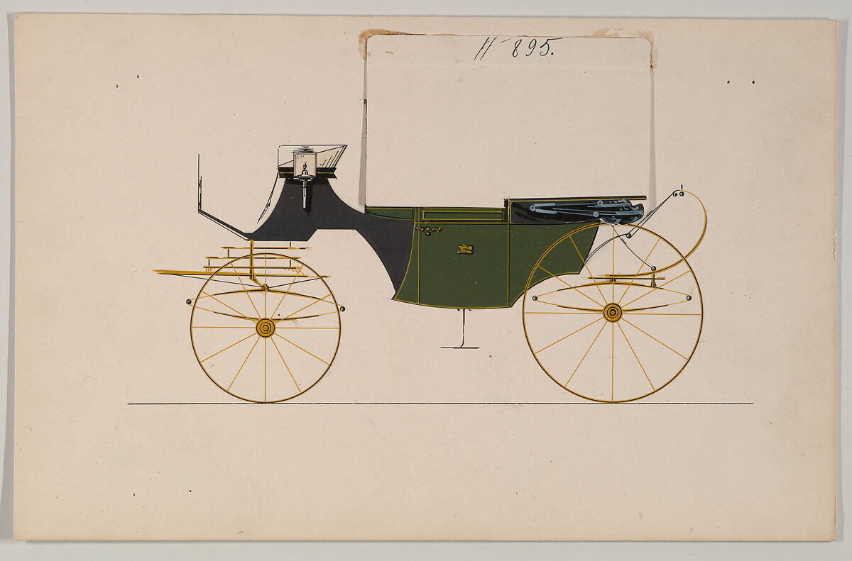 Design for Landaulet, no. 895, Brewster &amp; Co. (American, New York), Watercolor and Ink 