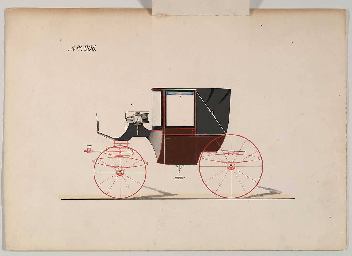 Landaulet #906, Brewster &amp; Co. (American, New York), Pen and black ink, watercolor and gouache with gum arabic and metallic ink