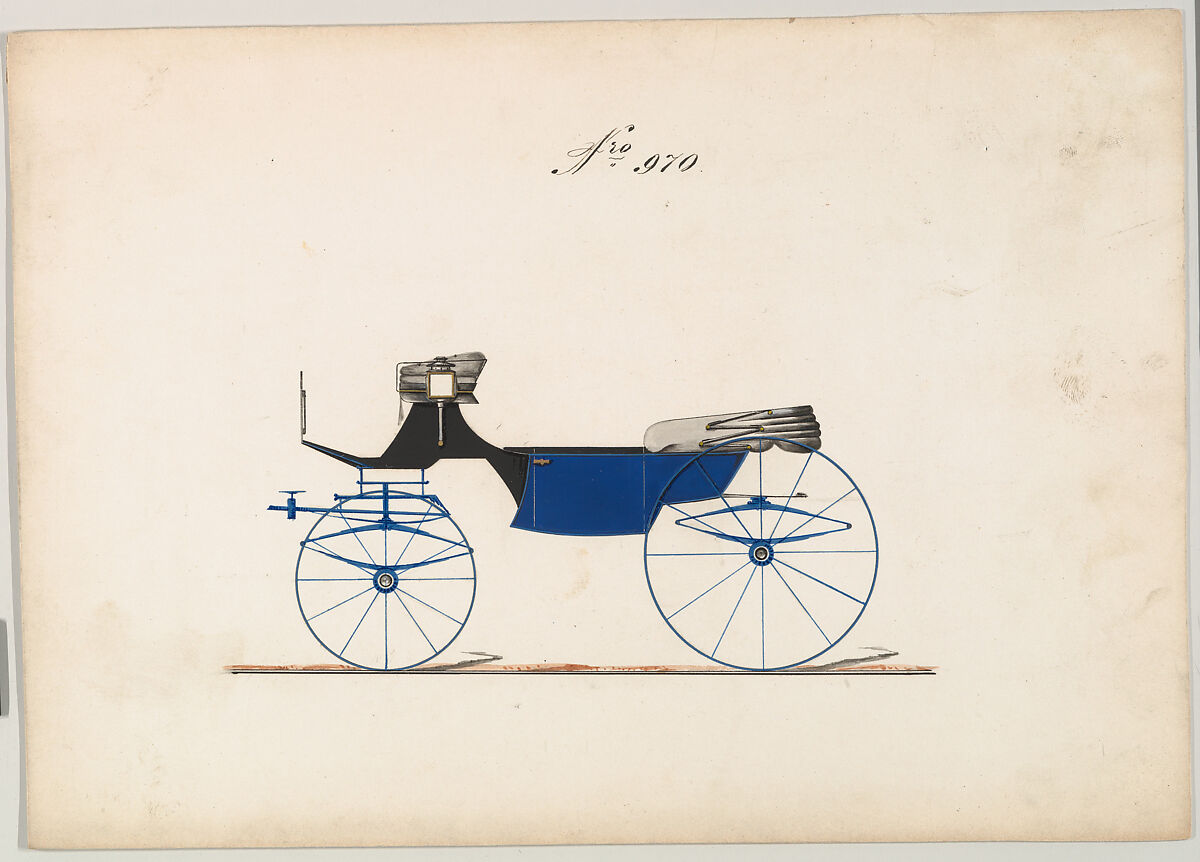 Design for Landaulet, no. 970, Brewster &amp; Co. (American, New York), Pen and black in, watercolor and gouache with gum arabic 