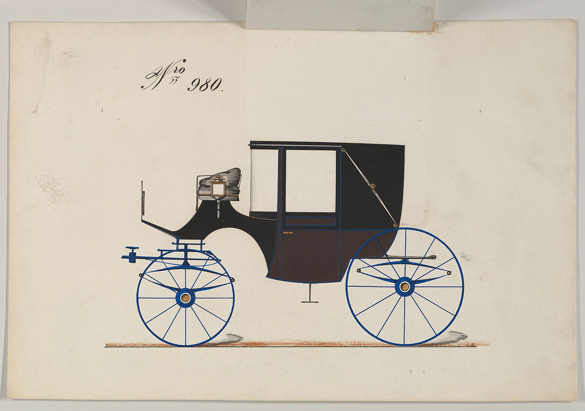 Landaulet #980, Brewster &amp; Co. (American, New York), Pen and black ink, watercolor and gouache with metallic ink