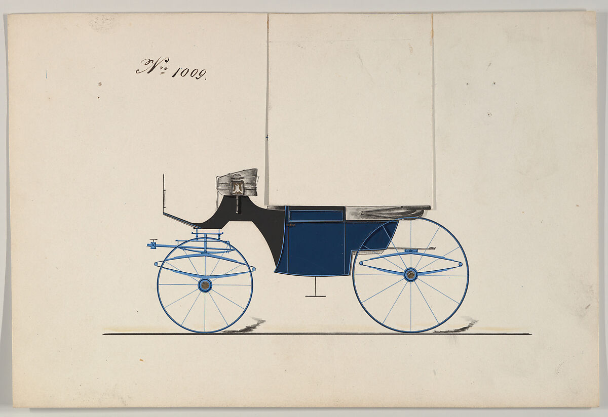 Design for Landaulet, no. 1009, Brewster &amp; Co. (American, New York), Pen and black ink, watercolor and gouache with gum arabic 