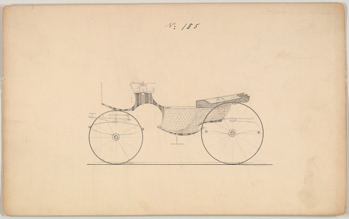 Design for Landaulet, no. 185, Brewster &amp; Co. (American, New York), Graphite, pen and black ink 