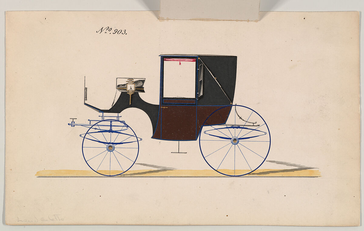 Landaulet #903, Brewster &amp; Co. (American, New York), Pen and black ink, watercolor and gouache with gum arabic and metallic ink.