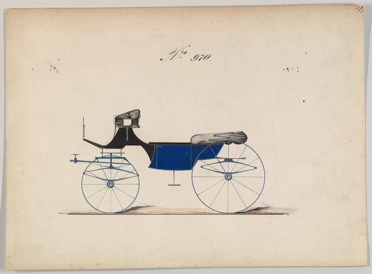 Design for Landaulet, no. 970, Brewster &amp; Co. (American, New York), Pen and black ink, watercolor and gouache with gum arabic and metallic ink. 
