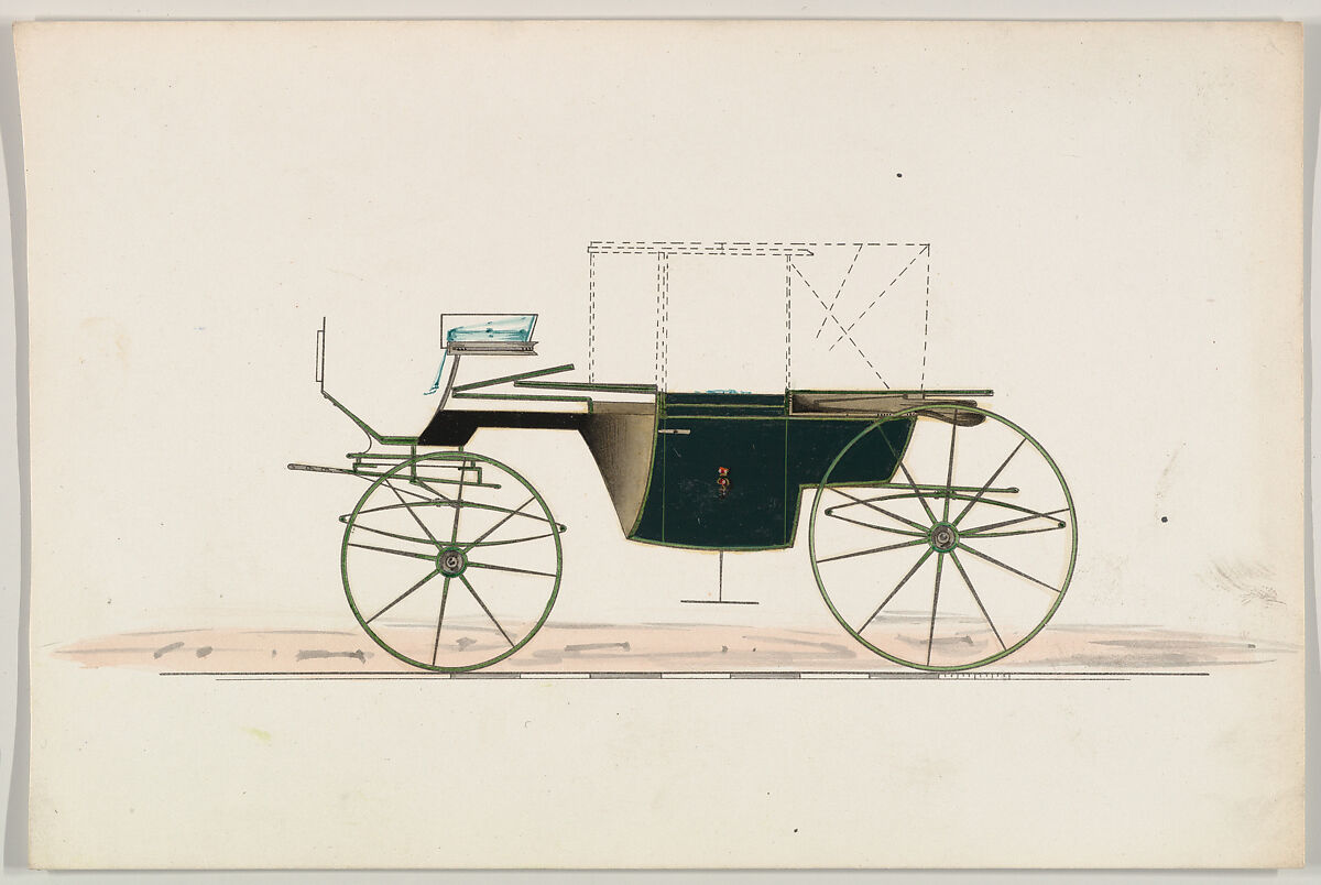 Design for Double Landaulet (unnumbered), Brewster &amp; Co. (American, New York), Pen and black ink, watercolor and gouache 